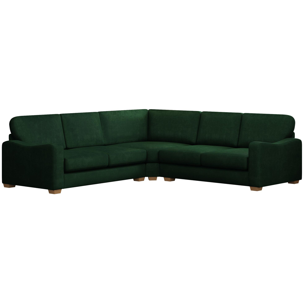 Theadford 4 Seater Forest Green Plush Velvet Fixed Back Corner Sofa Image 2