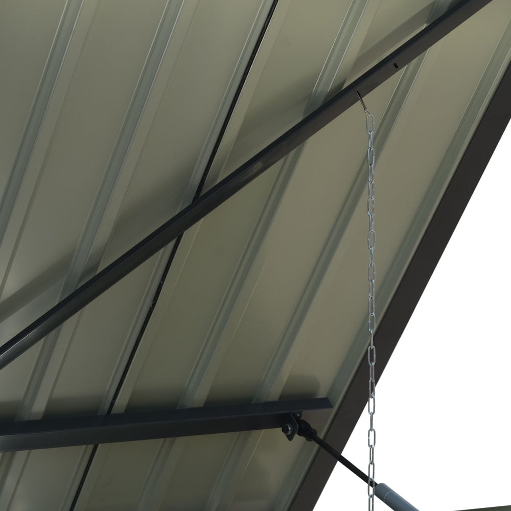 Living and Home 6.2 x 3.7ft Black Steel Bin Storage Shed with Hydraulic Lid Image 5