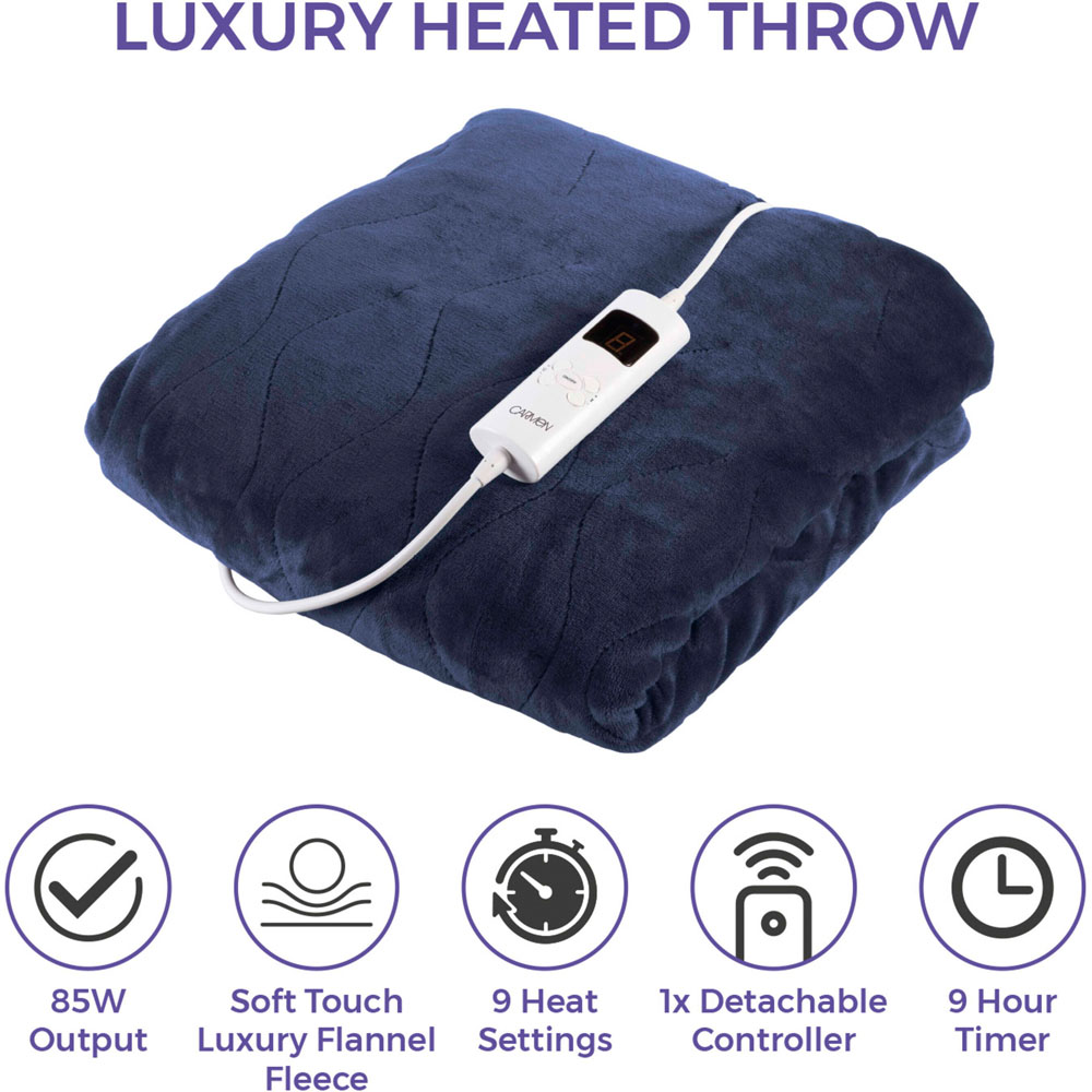 Carmen Blue Fleece Electric Heated Throw Over Blanket 160 x 130cm Image 7