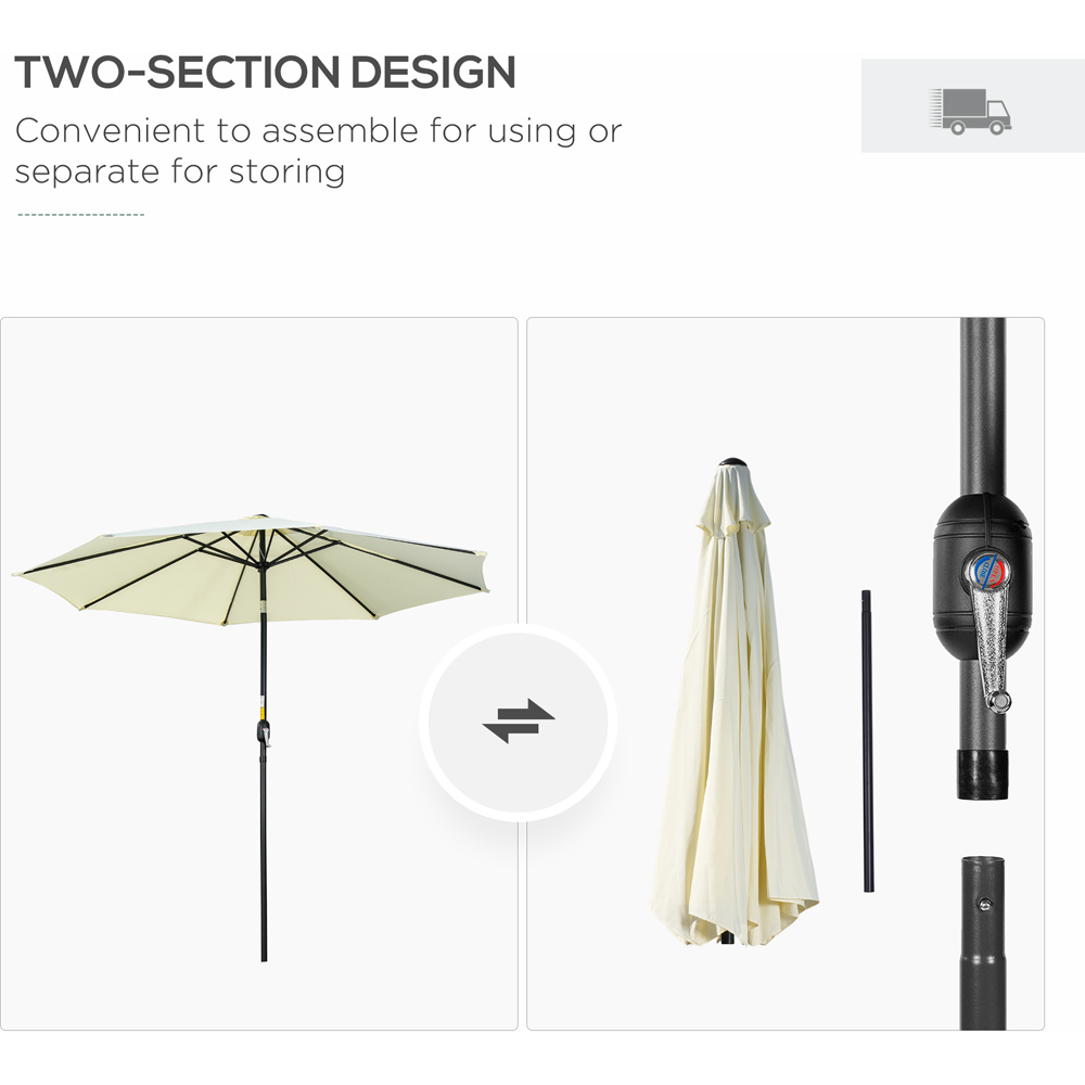 Outsunny Beige Crank and Tilt Parasol 3m Image 6