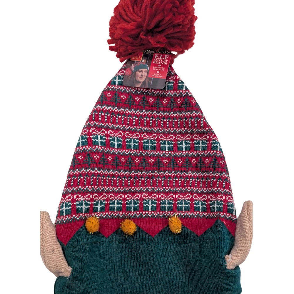 Samuel Alexander Red and Green Cotton Christmas Beanie Elf Hat Image 3