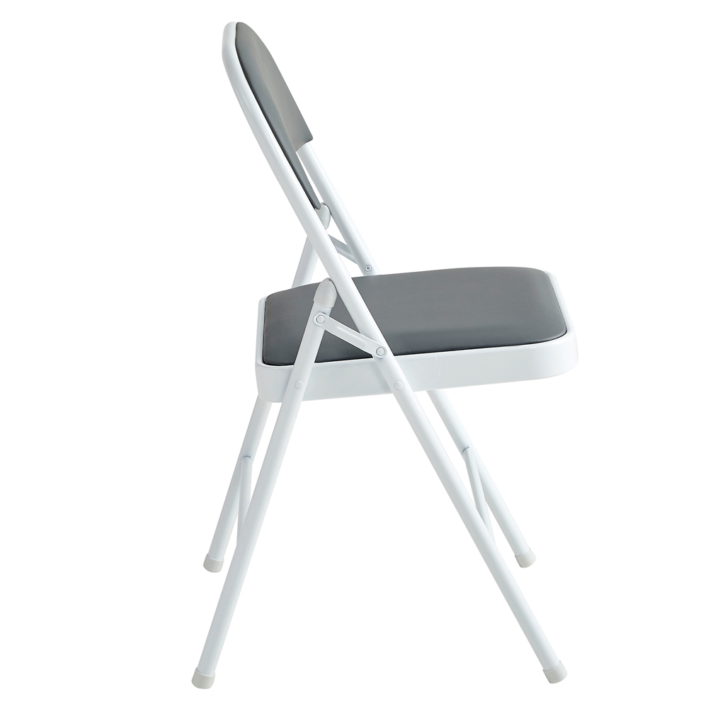 Grey Padded Folding Metal Dining Chairs Image 4