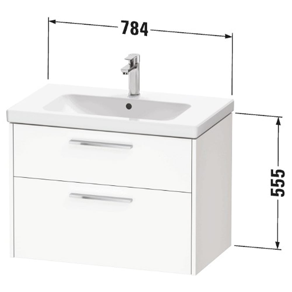 Duravit D-Code 2 Drawer Fjord Green Wall Hung Vanity Unit with Black Handle 784 x 460mm Image 2