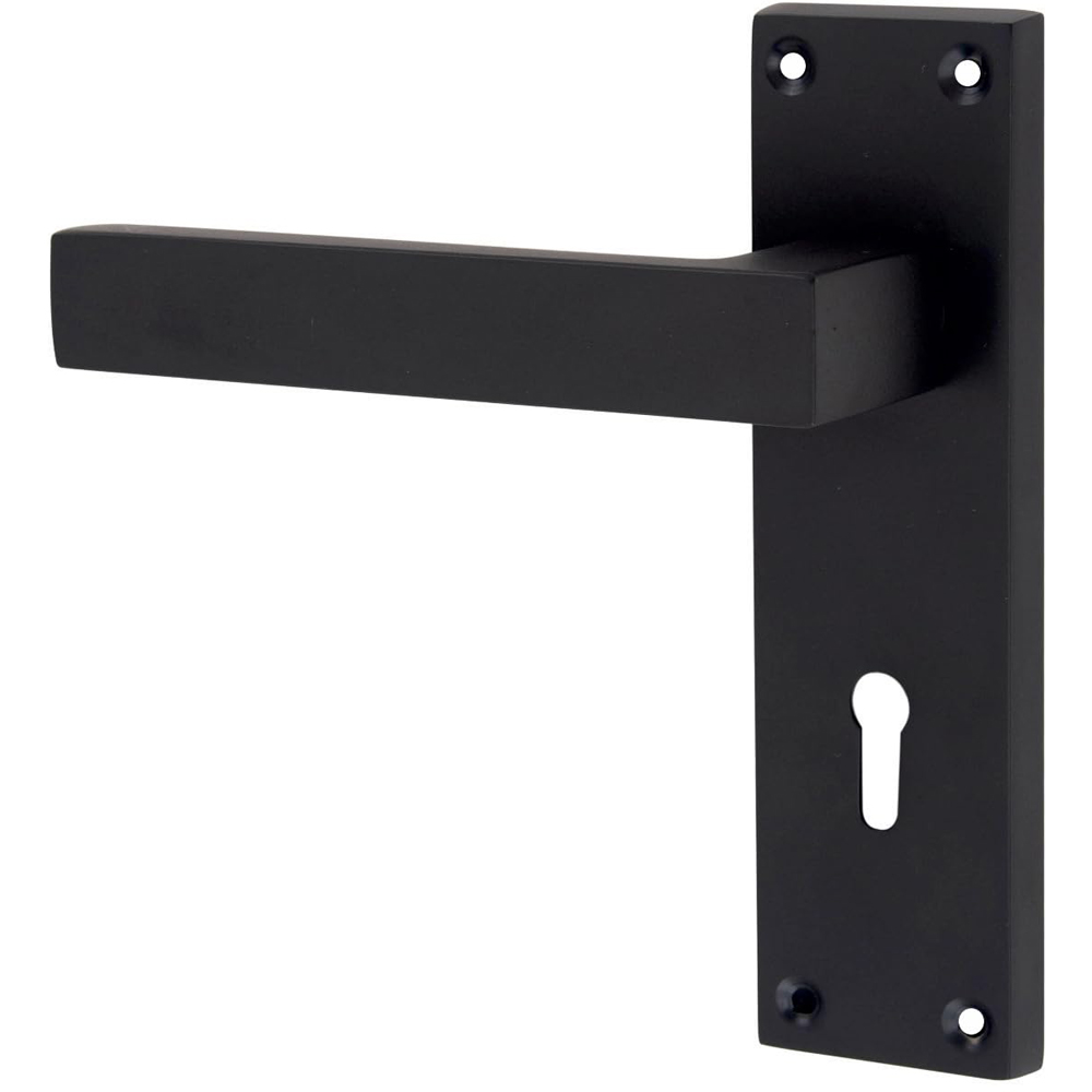 Golden Grace Matt Black Victorian Straight Delta Lock Door Handle Set 150 x 40mm Image 3