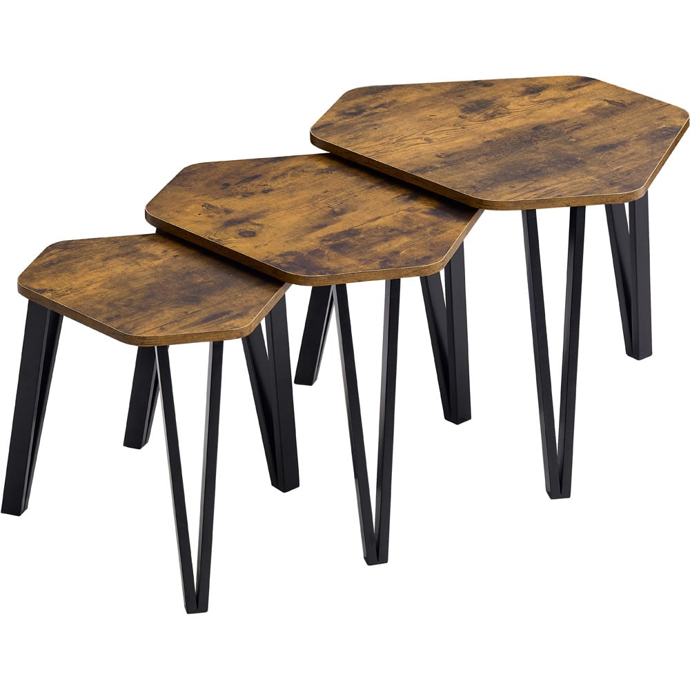 Vida Designs Brooklyn Dark Wood Nest of Tables Set of 3 Image 2