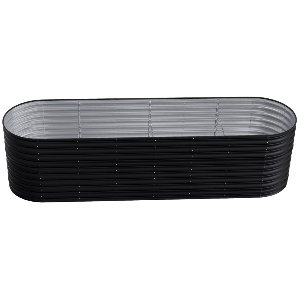 Living and Home Black Oval Galvanised Steel Raised Garden Bed 320 x 80cm Image 5