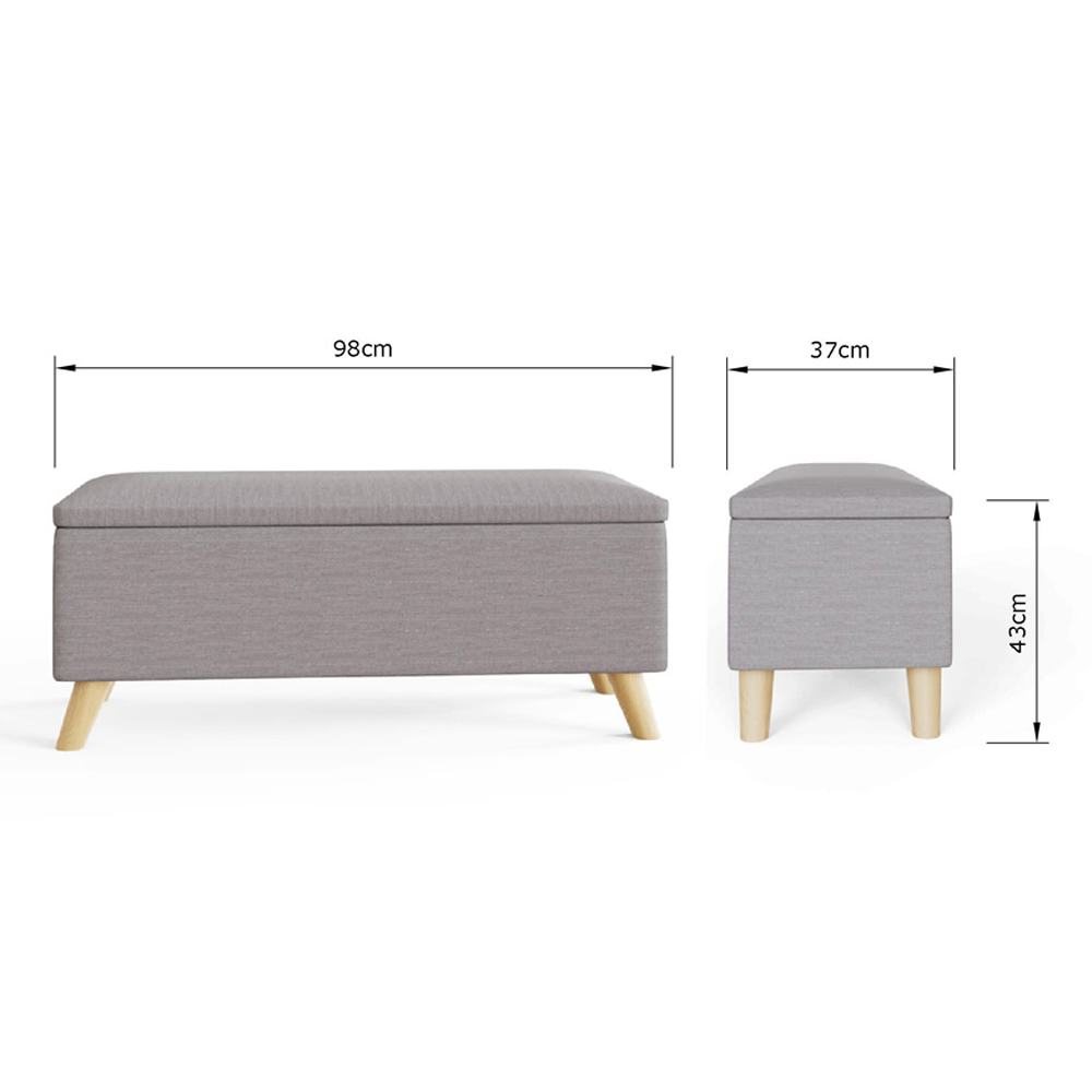 GFW Secreto Grey Hopsack Fabric Ottoman Storage Bench Image 9