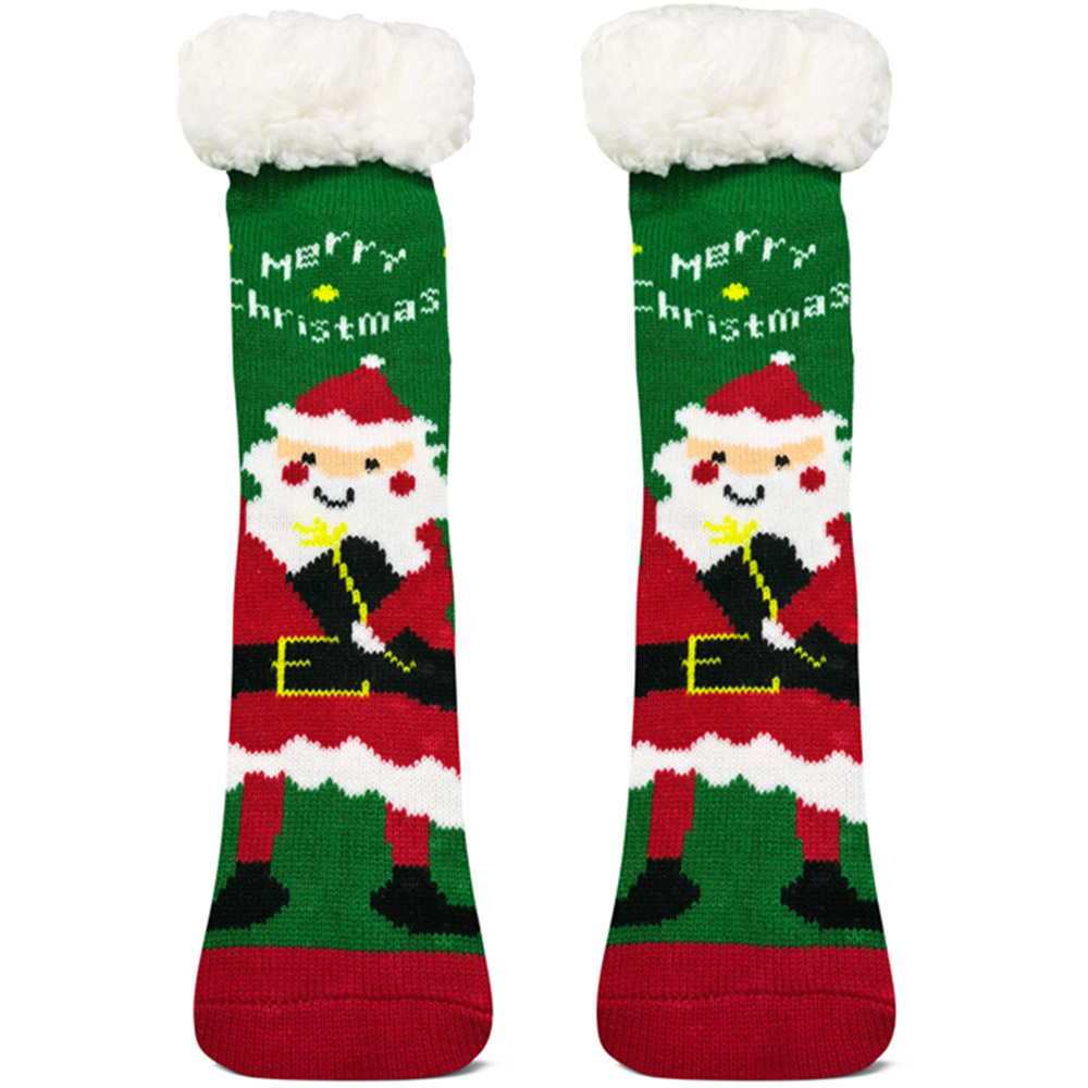 Noel Square Sherpa Fleece Santa Xmas Socks 3 Pack Image 3