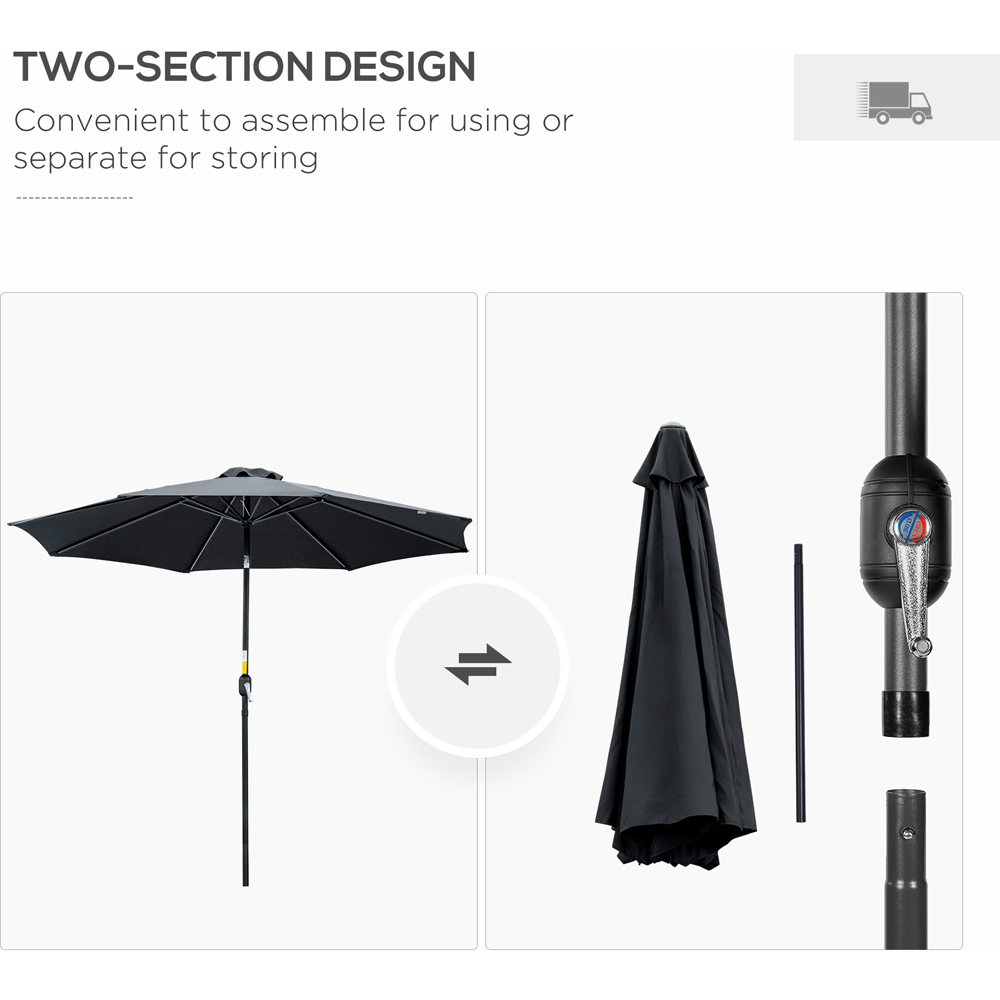 Outsunny Black Crank and Tilt Parasol 3m Image 6