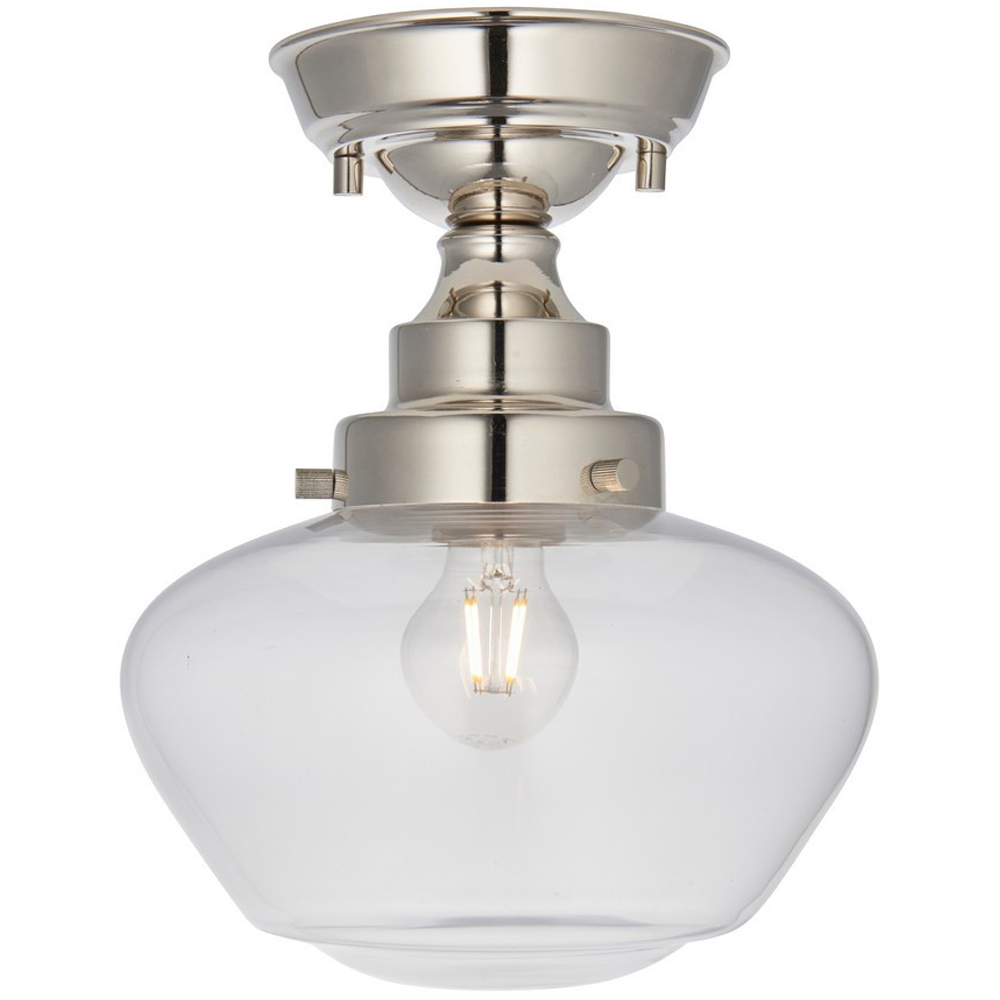 Merano Finale Bright Nickel Plate Clear Glass Semi Flush Ceiling Light Image 3