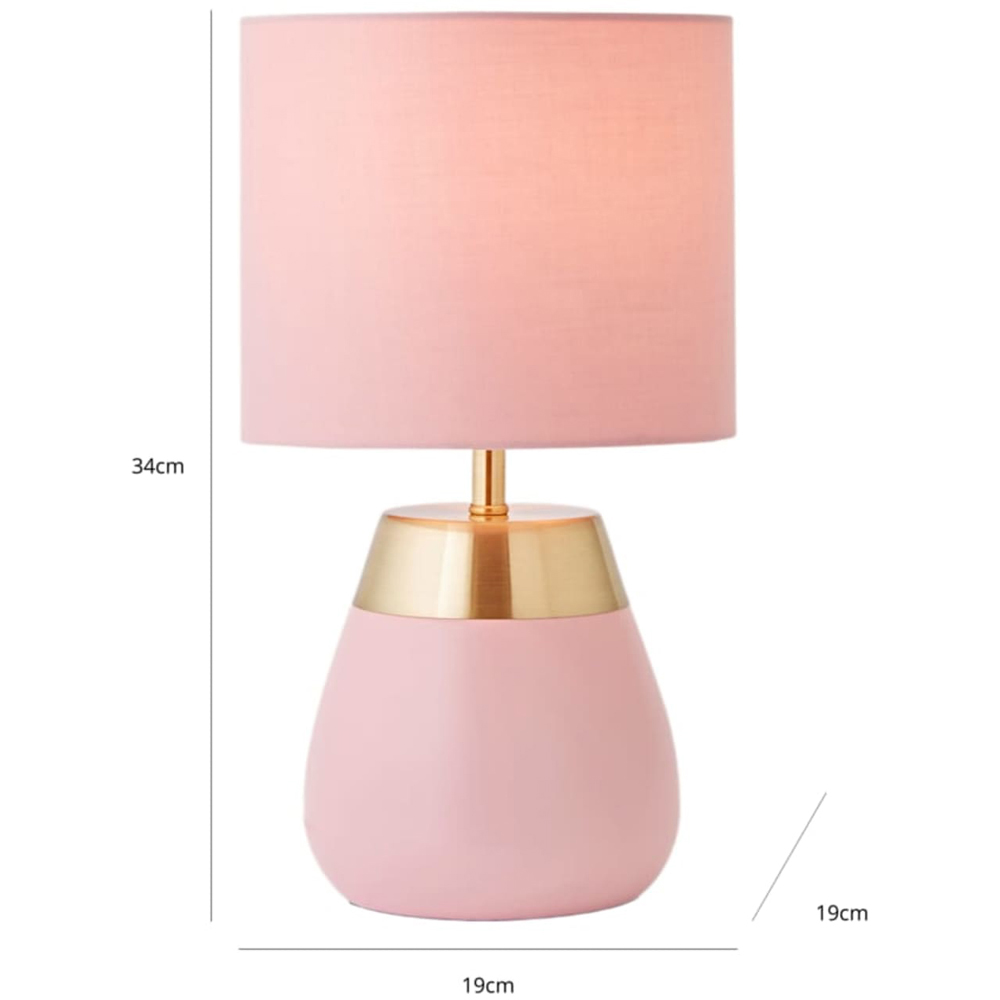ValueLights Hurst Drum Shade Pink Touch Table Lamp with Bulb Image 8