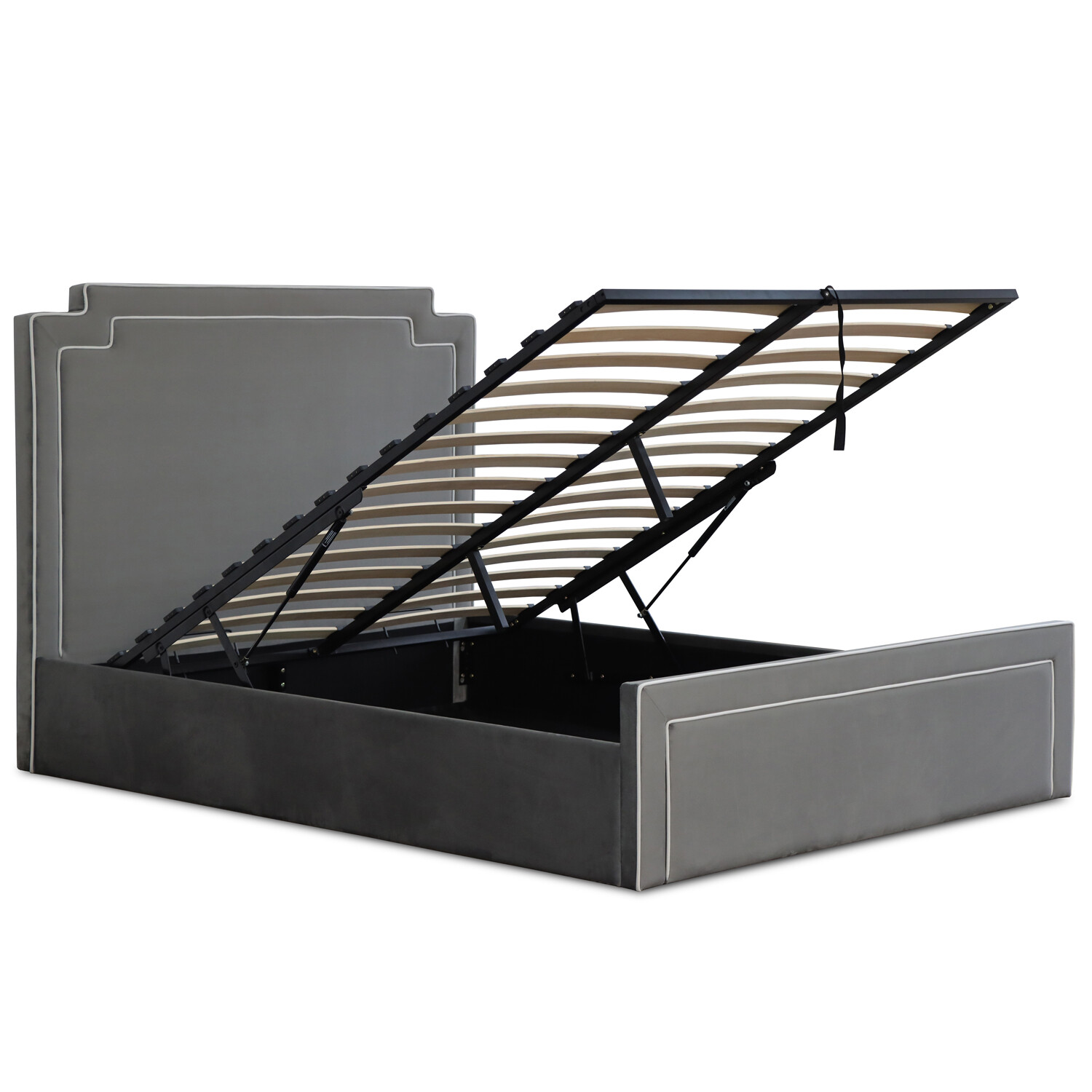 Amelia Double Grey Ottoman Bed Image 2