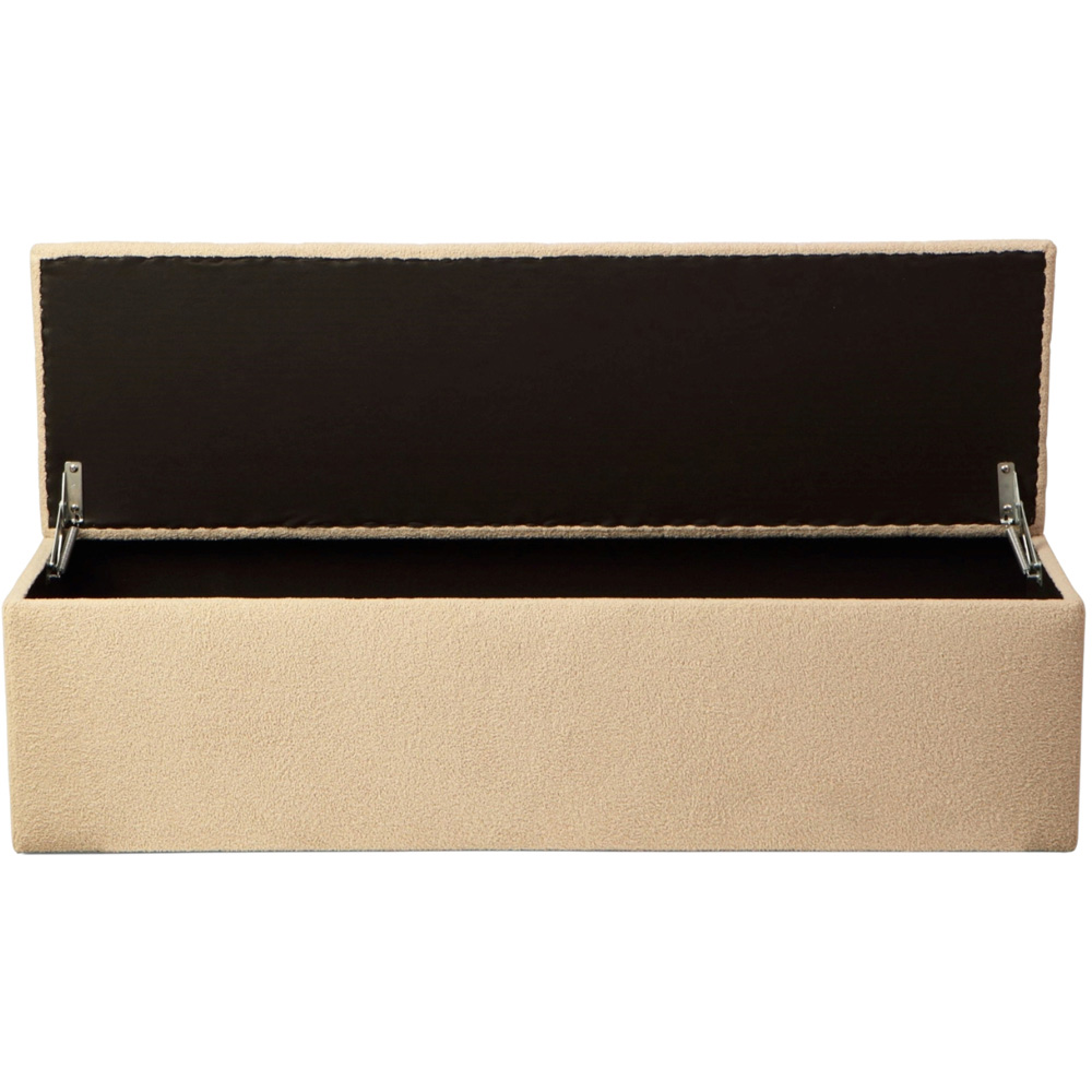 Desser Furniture Large Rectangular Latte Boucle Fabric Storage Ottoman Image 3