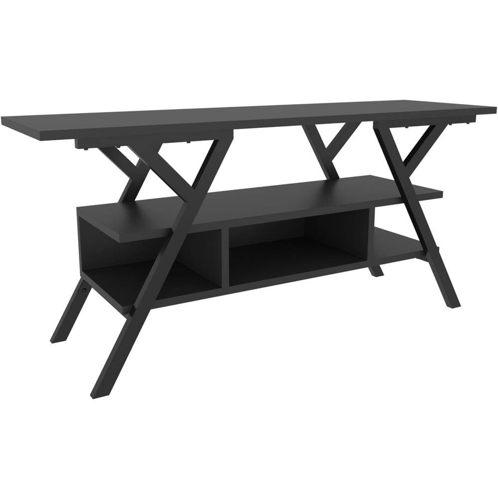 Decorotika Minerva Decorative 4 Open Shelf Black and Anthracite TV Unit Image 3