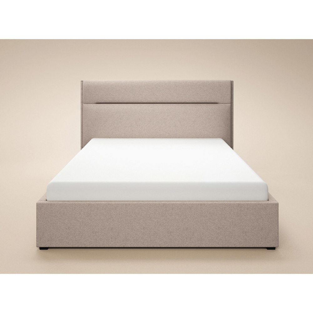 SOLACE+CO Nela Double Beige Woven Fabric Ottoman Bed with Padded Headboard Image 3