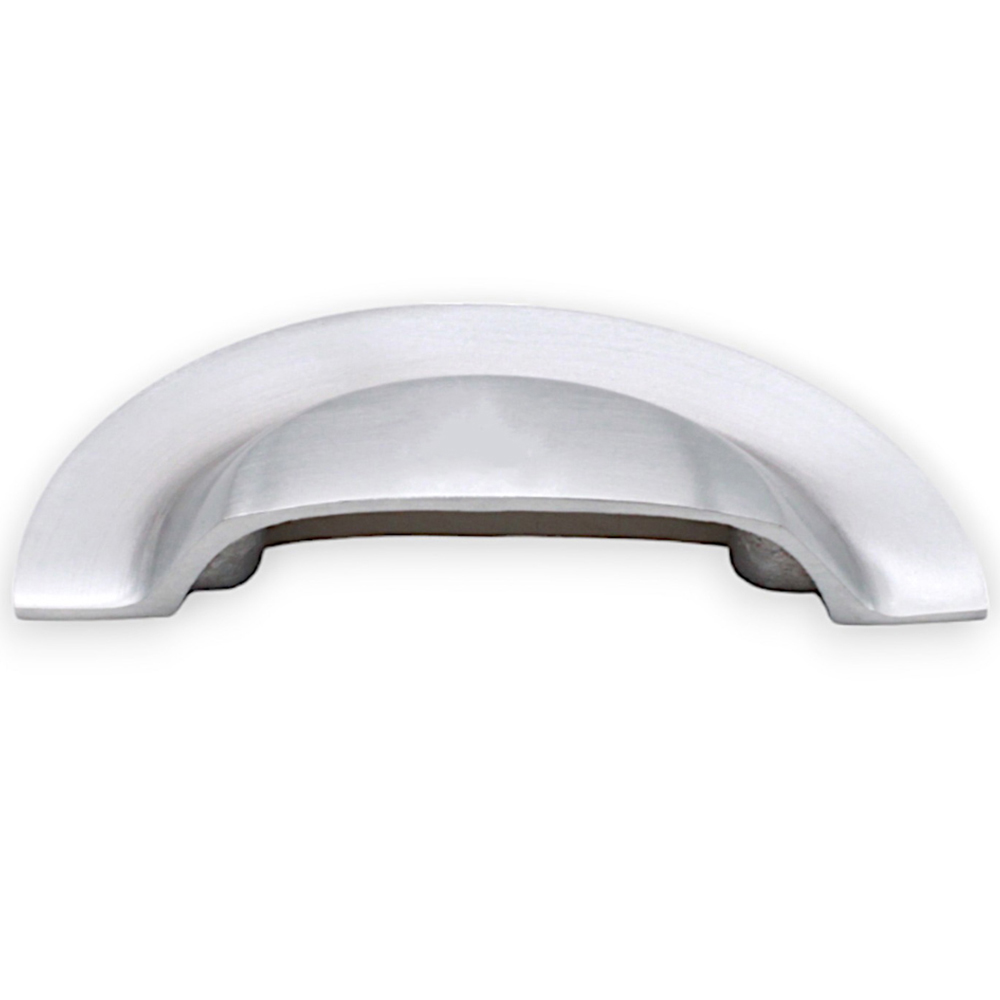 Spira Brass Satin Chrome Large Slim Cup Pull Drawer Handle Image 4