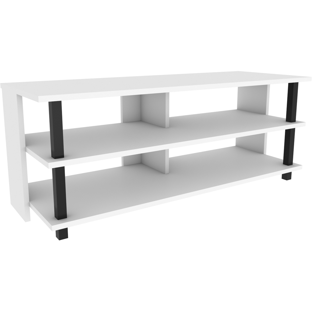 Decorotika Pueblo 4 Open Shelf Black and White Wide TV Unit Image 2