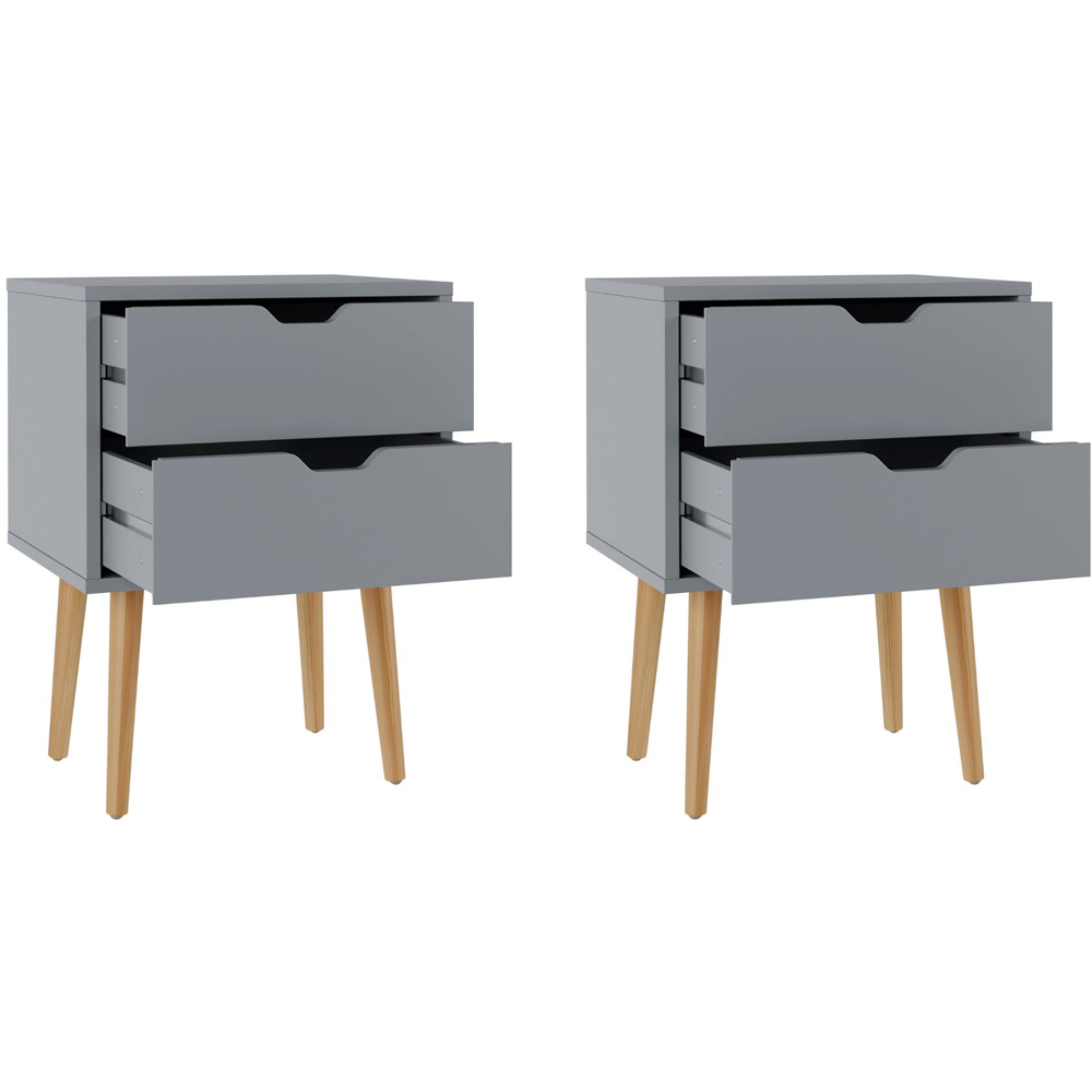 GFW Nyborg 2 Drawer Dark Grey Bedside Table Set of 2 Image 3