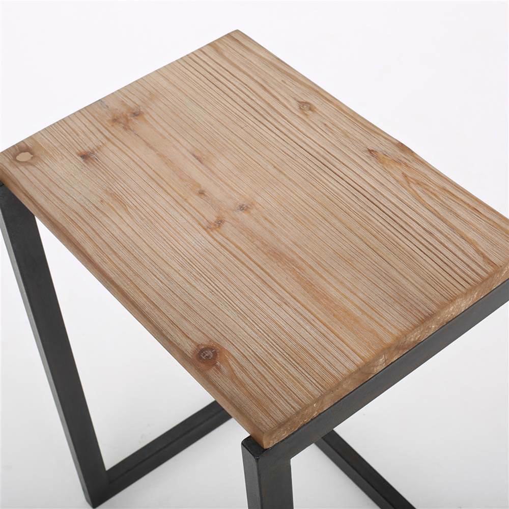 FWStyle Oak Effect and Blue Metal Nest of Table Set of 3 Image 3