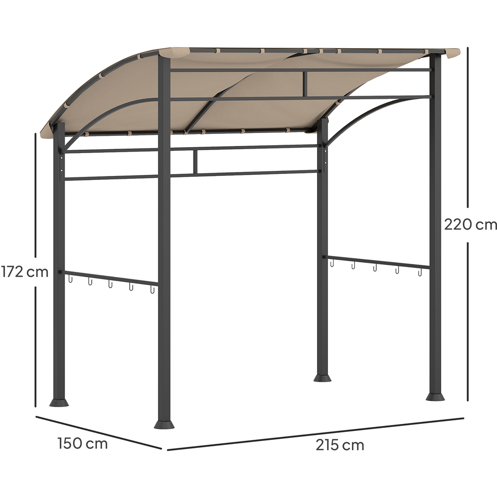 Outsunny 2.2 x 1.5m Khaki BBQ Tent Sun Shade with Canopy Gazebo Image 8