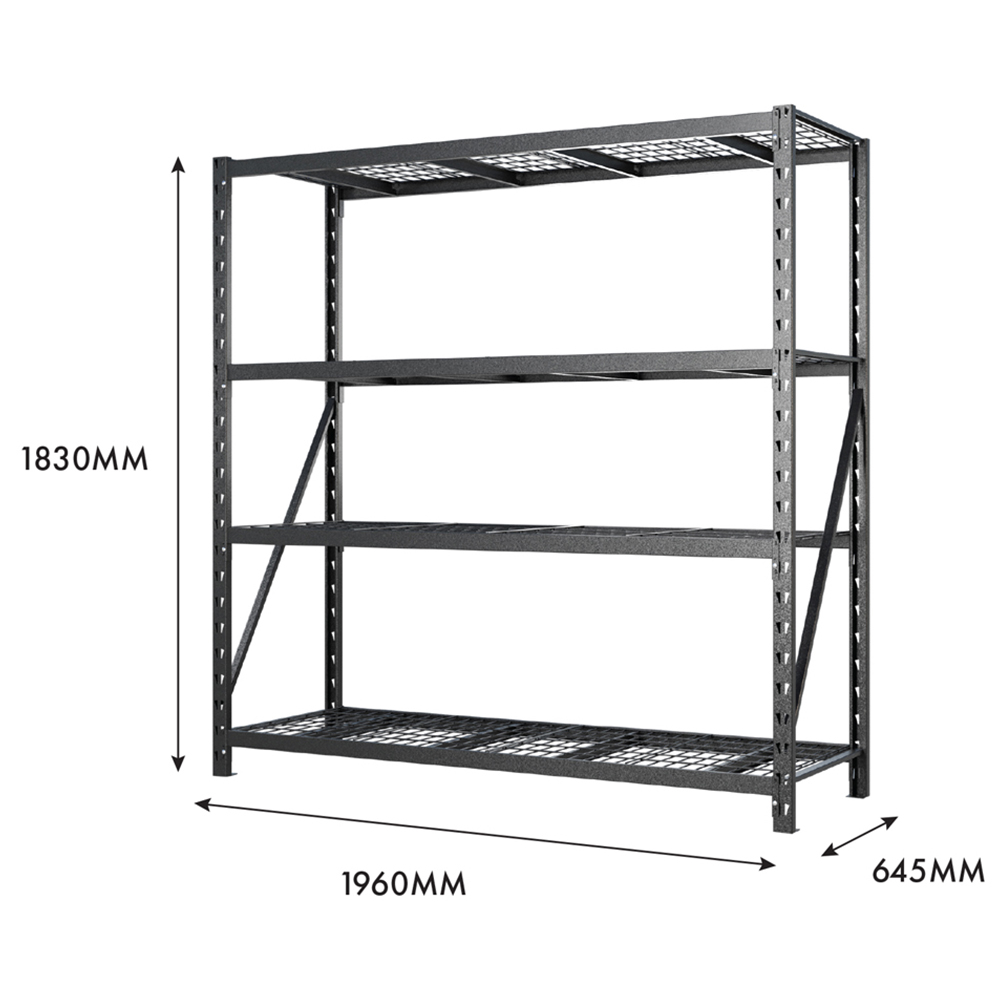 RACK1000 4 Tier Black Shelving Unit 193 x 183 x 64cm Image 5