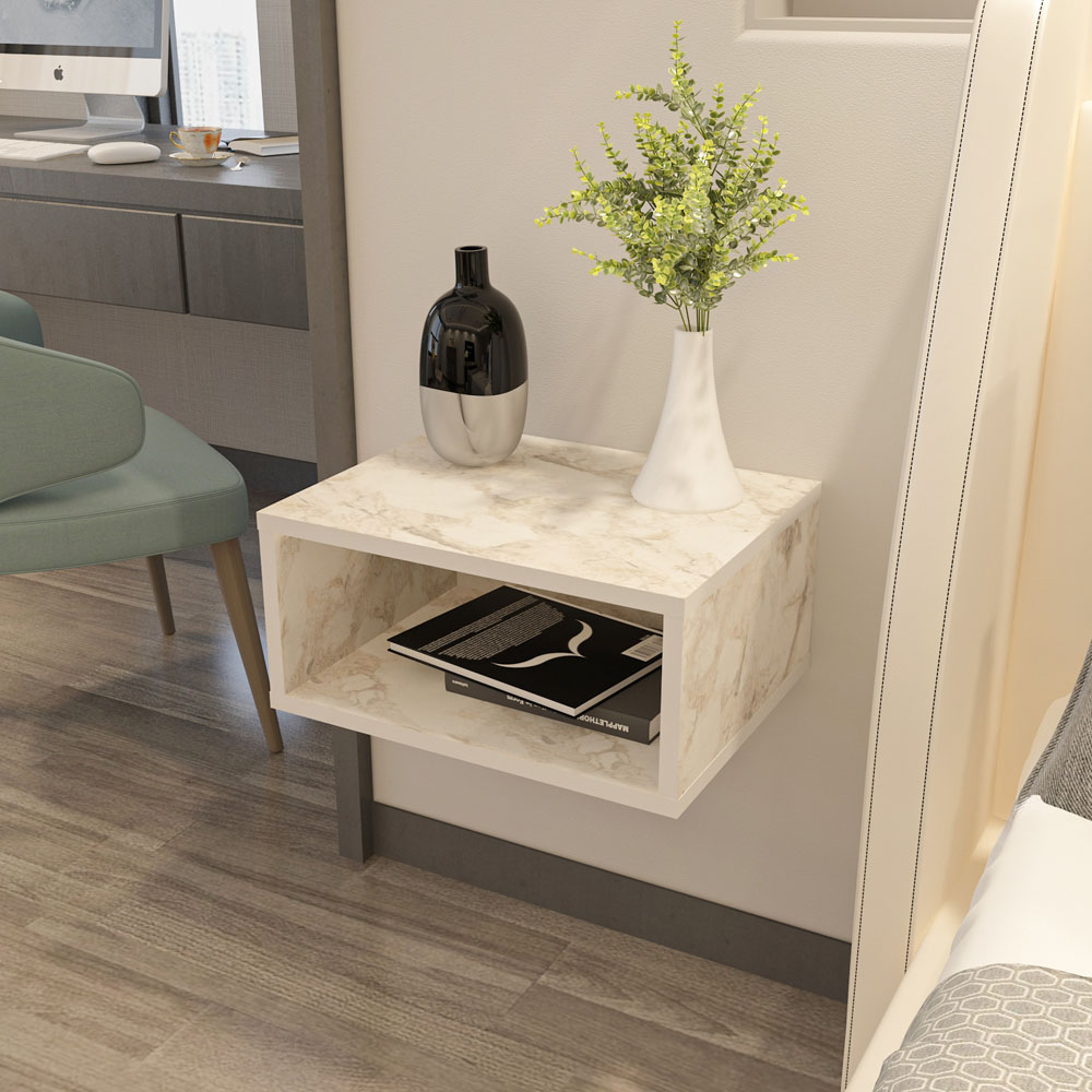 Decorotika Dora Single Shelf Ephesus Floating Bedside Table Image 3