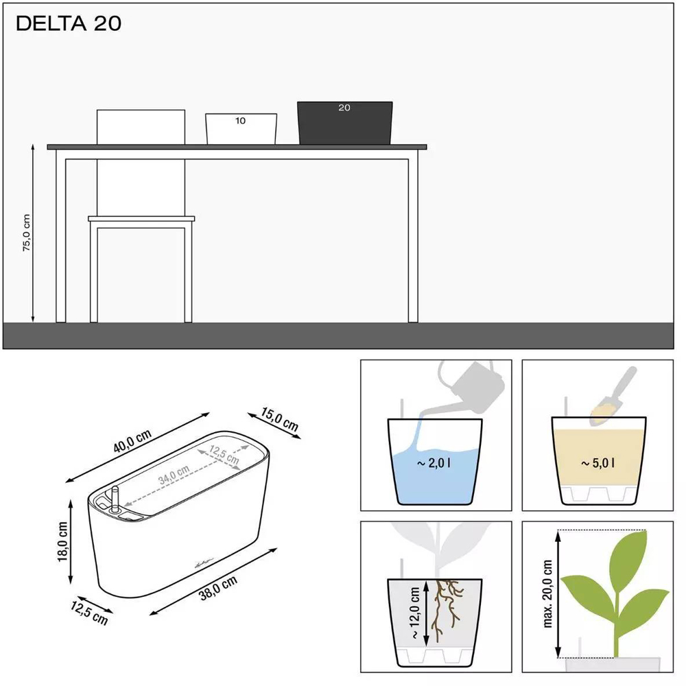 Lechuza Delta Red Polyresin Self Watering Planter 40cm 2 Pack Image 7