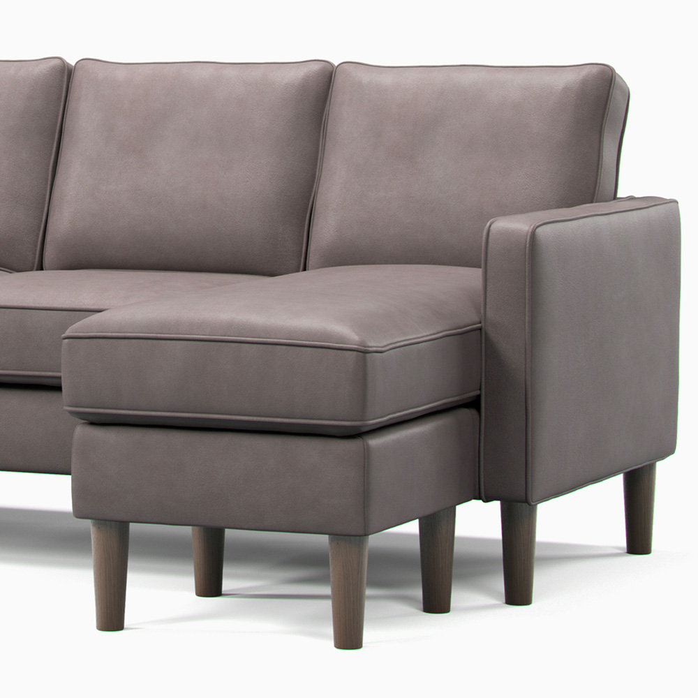 Bexhill 3 Seater Grey Faux Leather Reversible L Shaped Corner Sofa Image 5