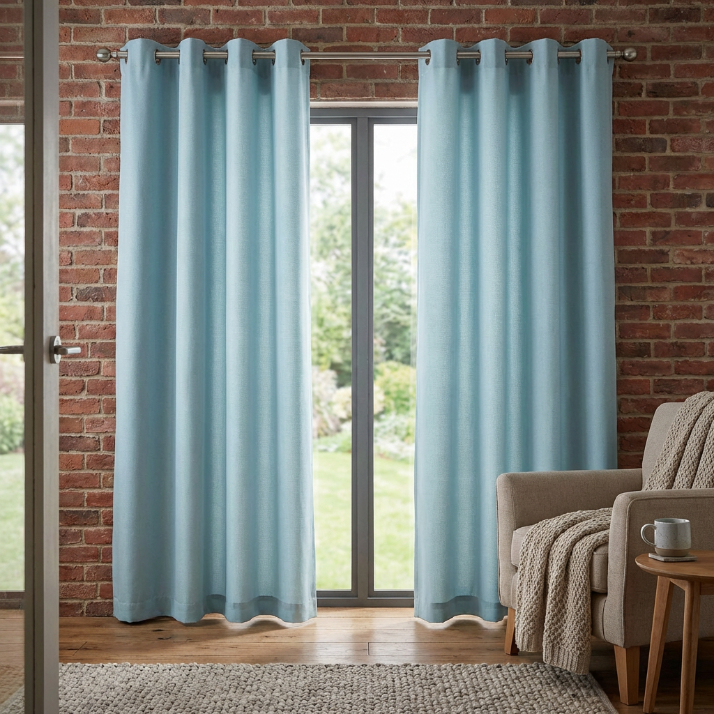 Taylor Blackout Eyelet Curtains - Duck Egg / 183cm / 168cm Image 8