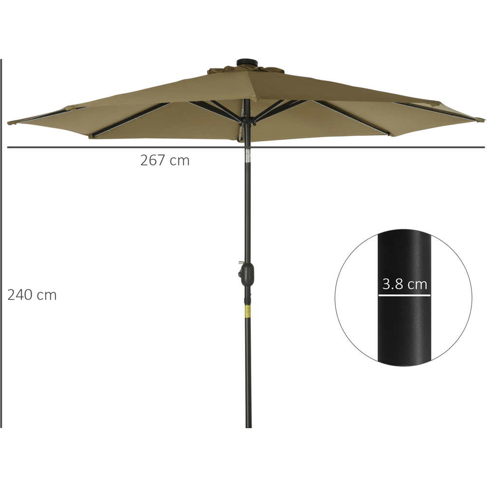 Outsunny Brown Solar LED Crank and Tilt Garden Parasol 2.7m Image 7