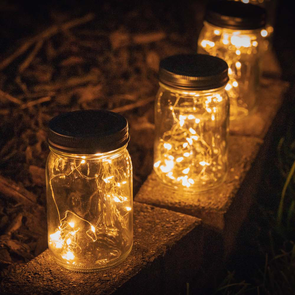 ValueLight Solar Jam Jars with Integrated LED Fairy Light Pack of 2 Image 2