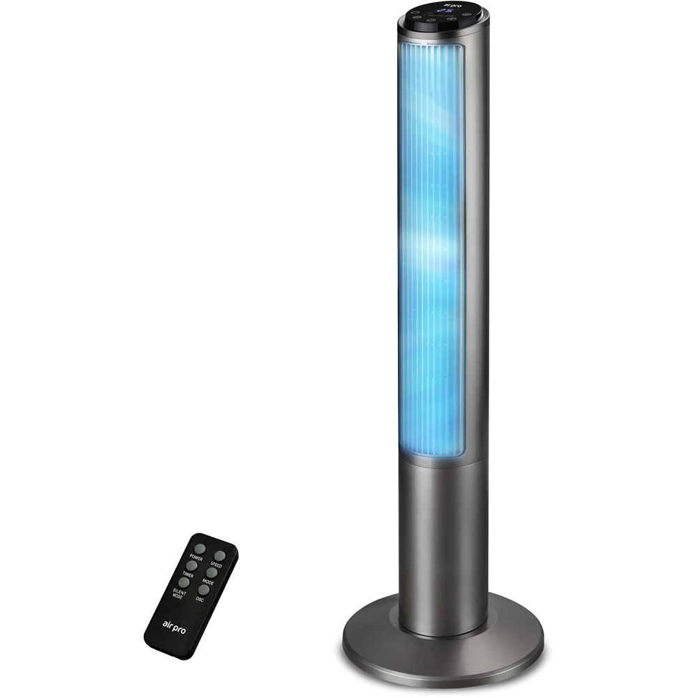 Air Pro Grey SmartVoice Control Oscillating Bladeless Tower Fan with Remote 40 inch Image 2