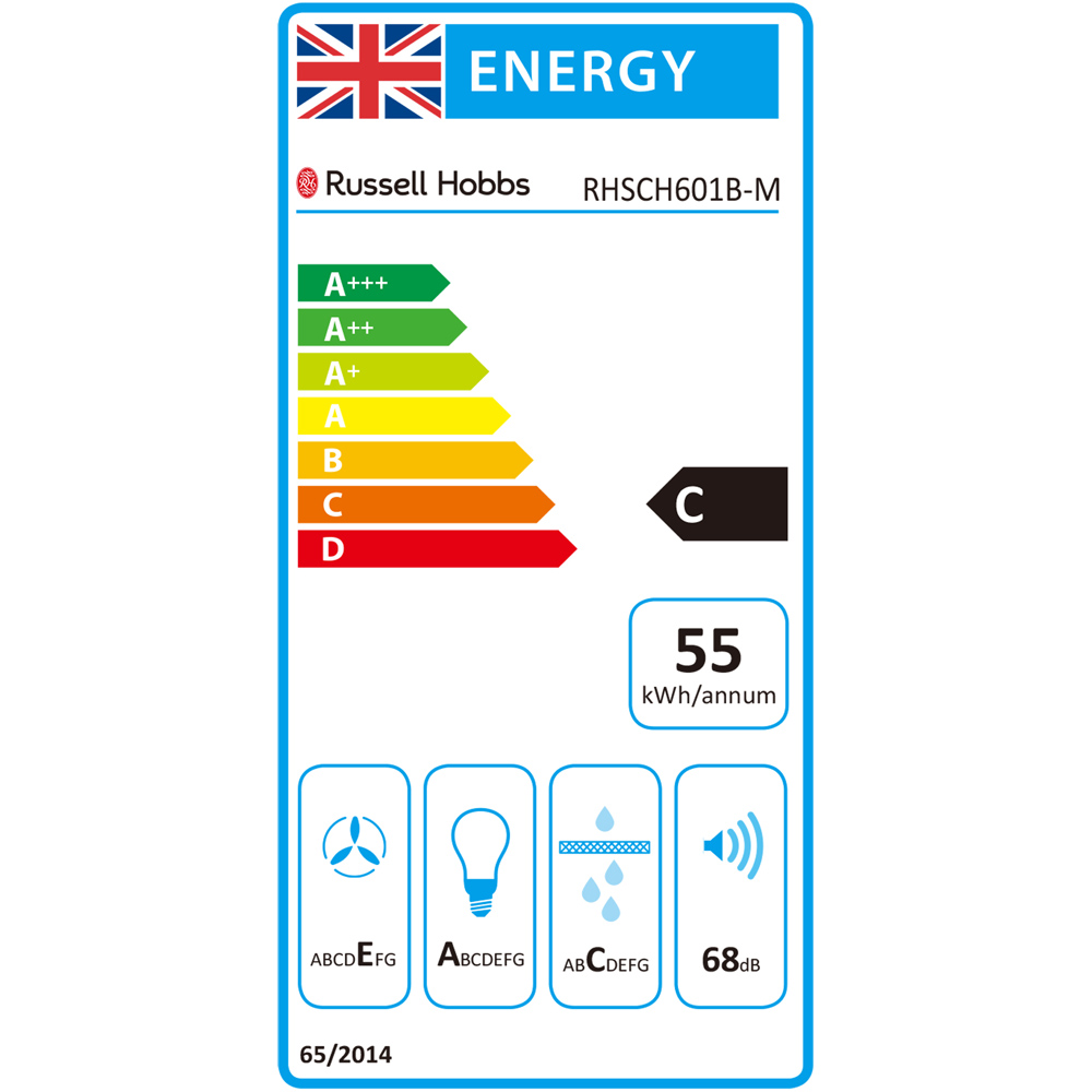 Russell Hobbs RHSCH601B-M Black 60cm Wide Chimney Cooker Hood Image 8