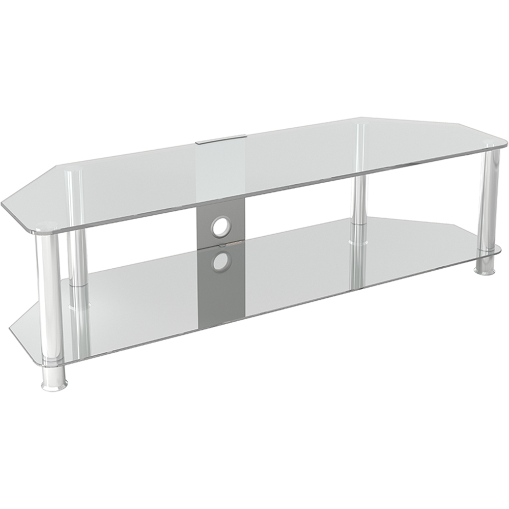 AVF Classic 2 Shelf Clear and Chrome Corner TV Stand Image 2
