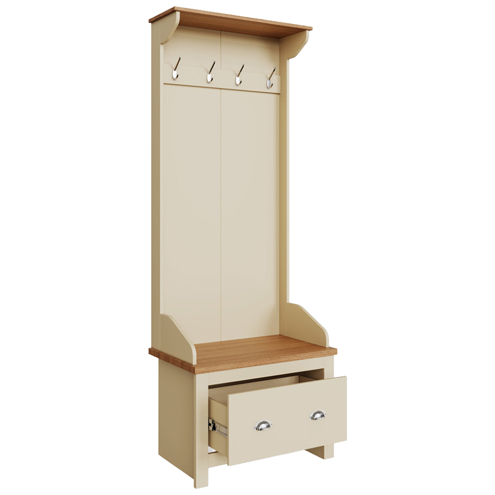 GFW Lancaster Single Drawer Cream Hallway Storage Unit with Hooks Image 4