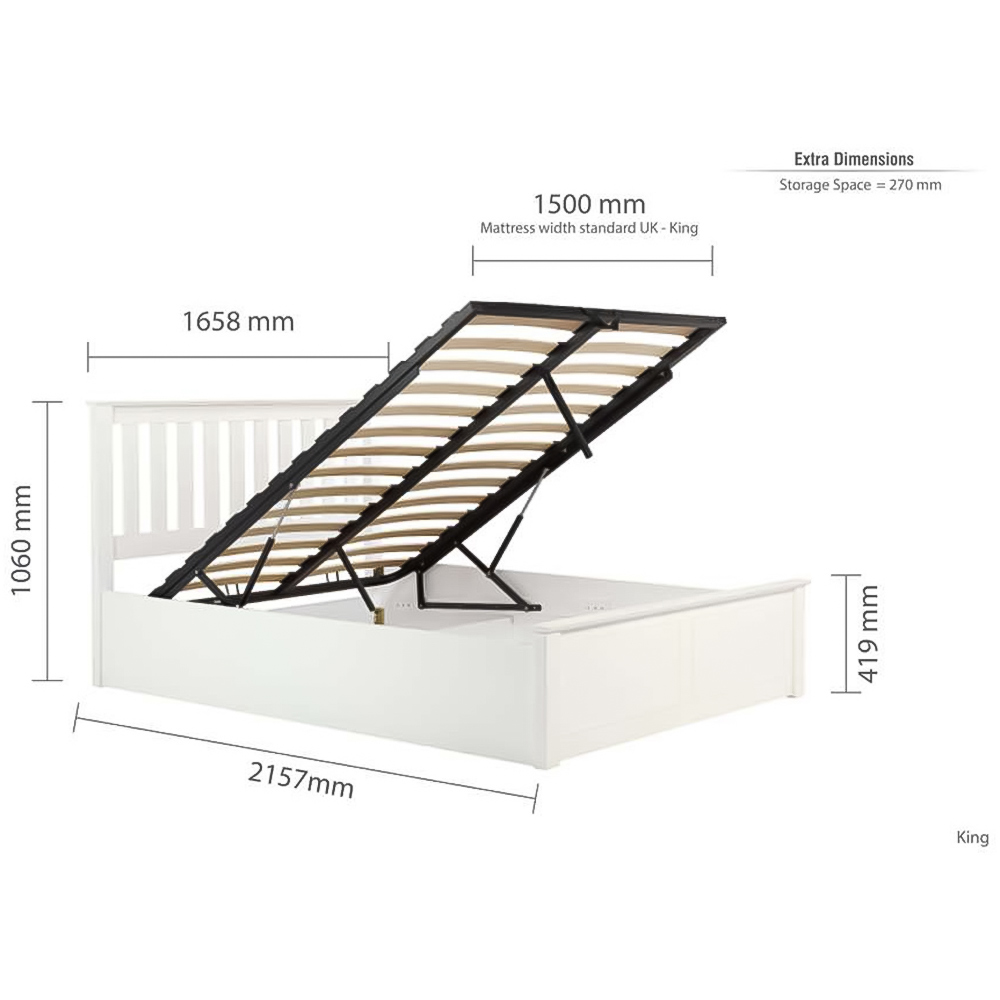 Phoenix King Size White Ottoman Bed Image 9