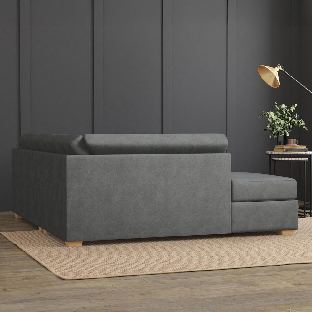 Modo 3 Seater Steel Plush Velvet Left Hand Fixed Back L-Shape Corner Sofa Image 8