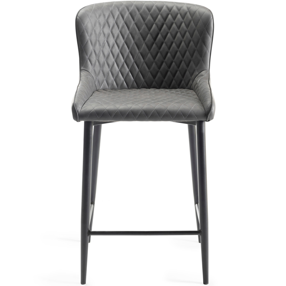 Bentley Designs Cezanne Set of 2 Dark Grey Faux Leather Upholstered Barstool Image 3