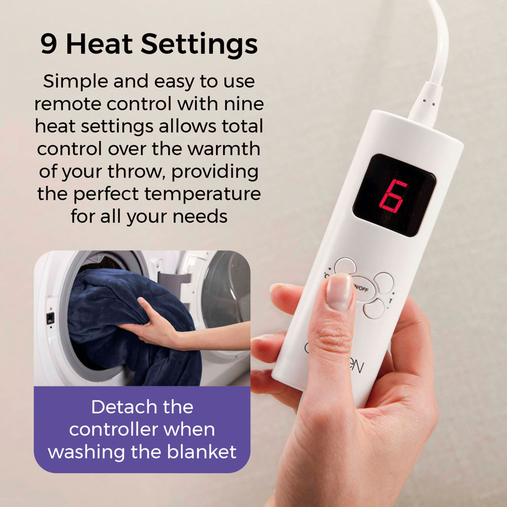 Carmen Blue Fleece Electric Heated Throw Over Blanket 160 x 130cm Image 4