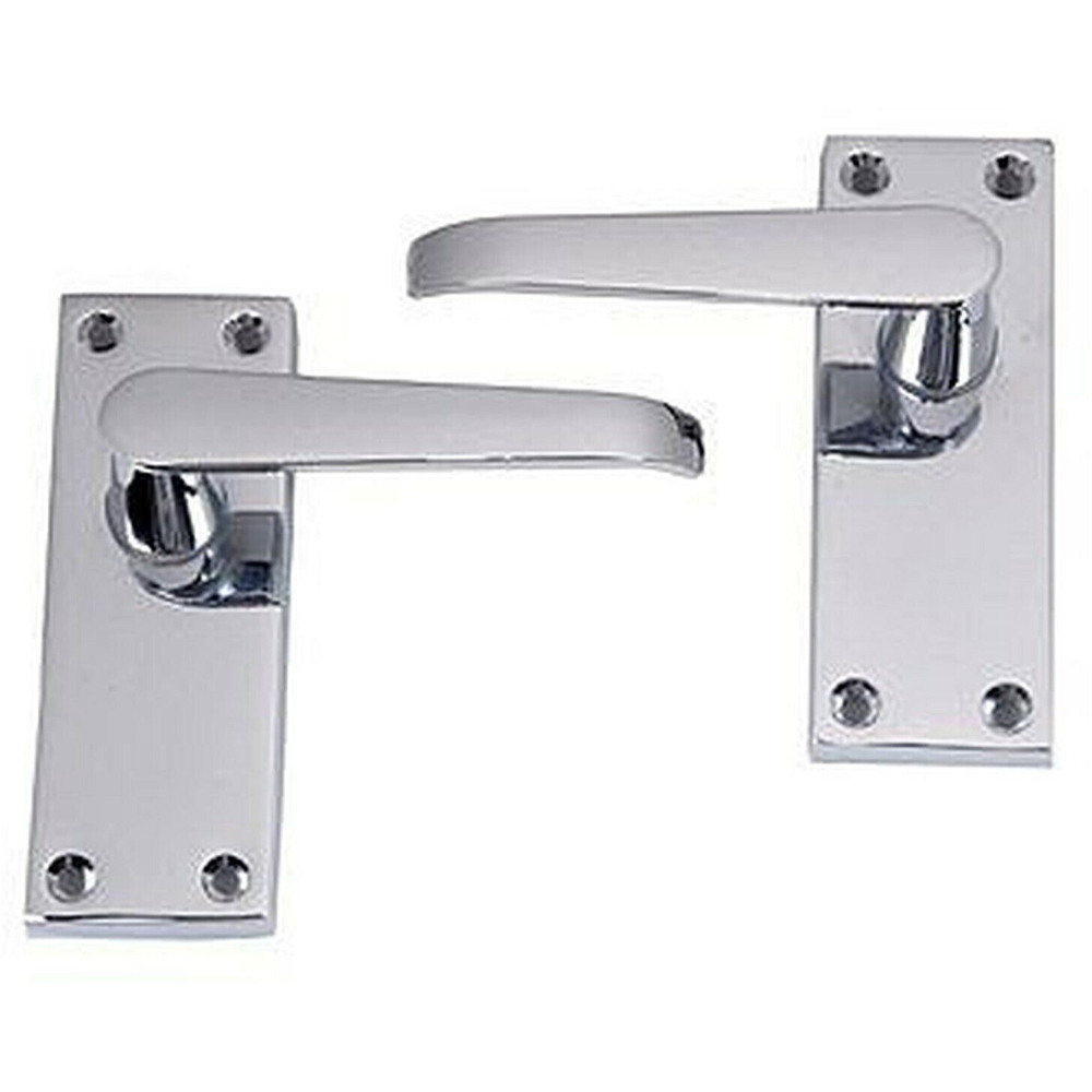 Golden Grace Polished Chrome Victorian Straight Lever Latch Door Handle Set 2 Pack Image 2