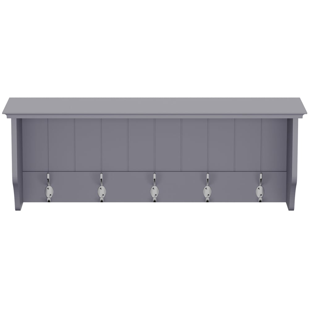 Homebase Grey Bevelled Coat Shelf with 5 Double Hooks Image 3