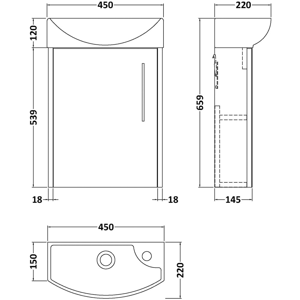 Hudson Reed Juno 440mm Graphite Grey Wall Hung Unit with WC and Tap Image 2