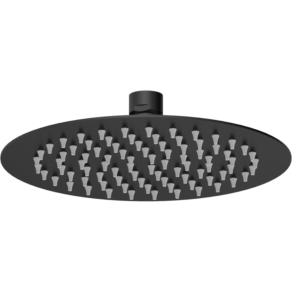 nuie Matt Black Round Fixed Shower Head 200mm Image 1