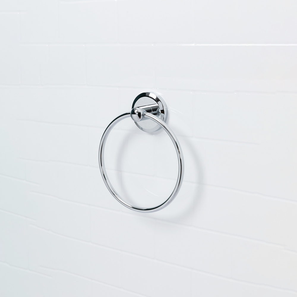 Bristan Solo Solid Brass Chrome Wall Mounted Round Towel Ring Image 2