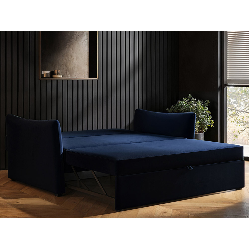 Solace+Co Skyler 2 Seater Navy Velvet Sofa Bed Image 6