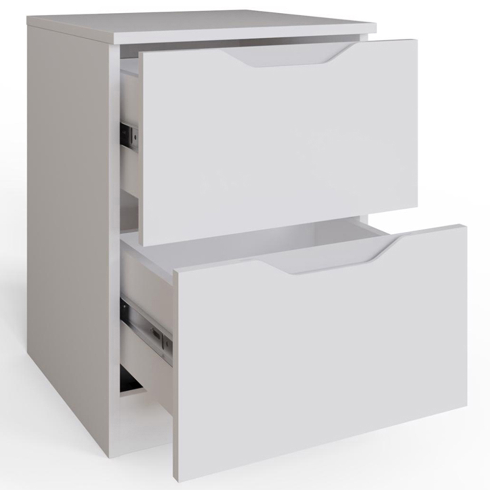 FWStyle Luno 2 Drawer White Modern Bedside Table Image 3