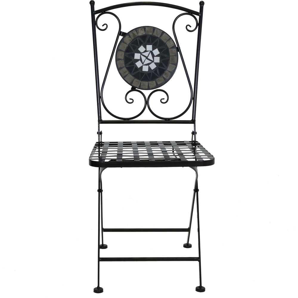 Charles Bentley 2 Seater Bistro Set Mosaic Black and Grey Image 4