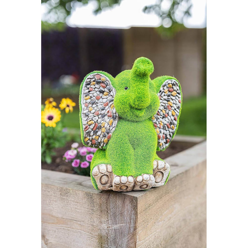 Marco Paul Stone and Grass Effect Resin Elephant Garden Ornament Image 5