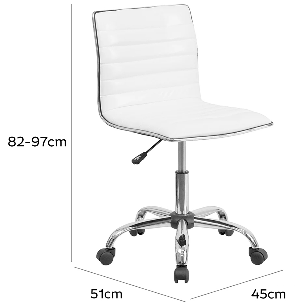 FWStyle White Faux Leather Ribbed Designer Office Chair Image 6