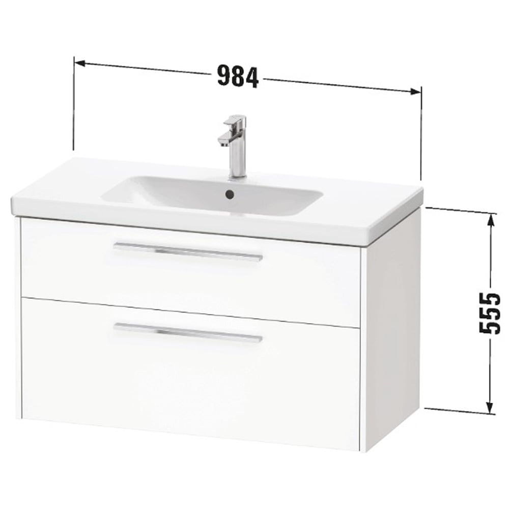 Duravit D-Code 2 Drawer Matt Graphite Wall Hung Vanity Unit 984 x 460mm Image 2
